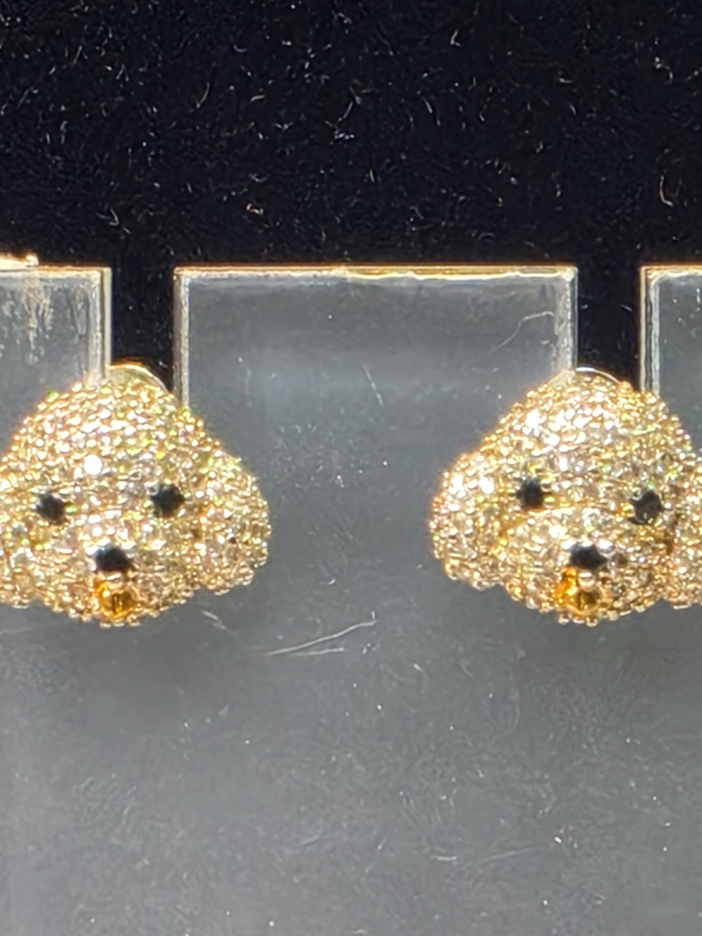 Little Cubic Zircon Crystal Sterling Silver Poodle Puppy Dog Earrings 1/2"